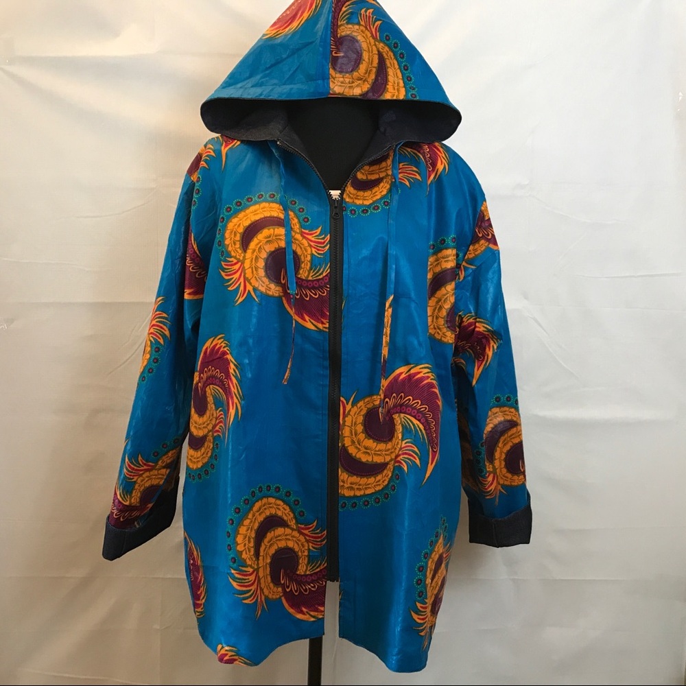 Reversible Denim & Print Jacket With Hood 1X